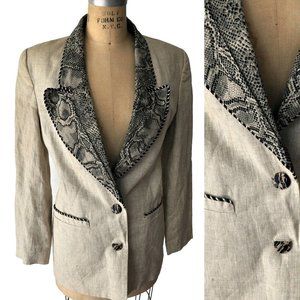 Vintage 90s Tan Faux Snake Oversized Cache Blazer